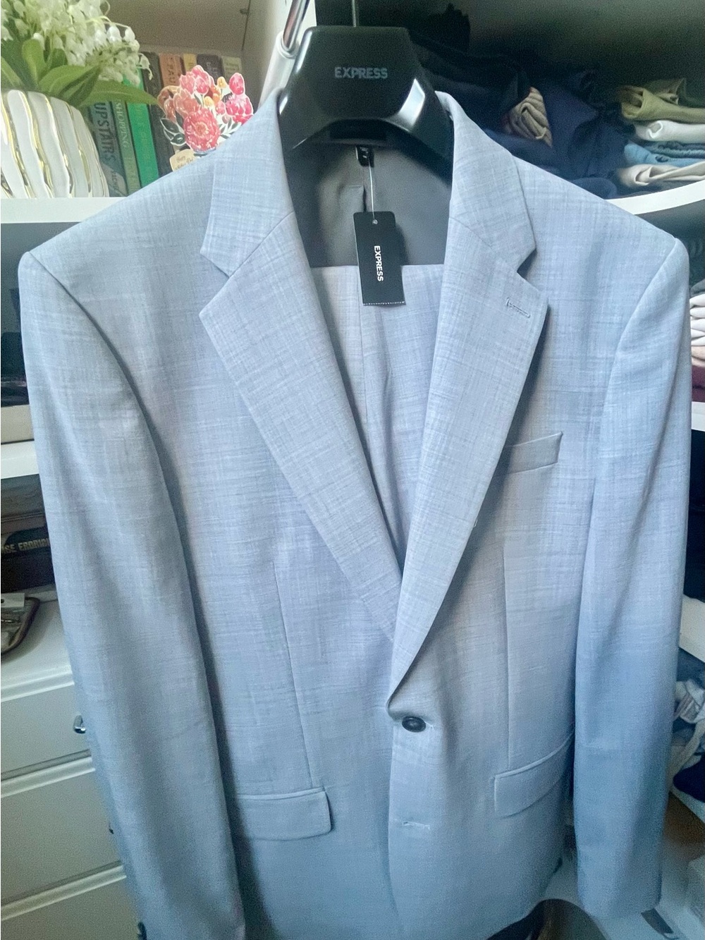 Express Light Gray Windowpane Men's Suit Jacket